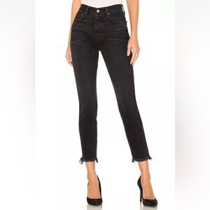 GRLFRND Black Highrise Karolina Skinny Jeans Raw Hem Cotton